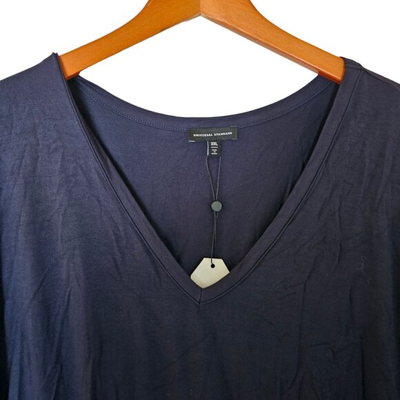 Universal Standard Blue Slouchy V-Neck T Shirt Size 3XL NWT Rayon - Picture 7 of 9